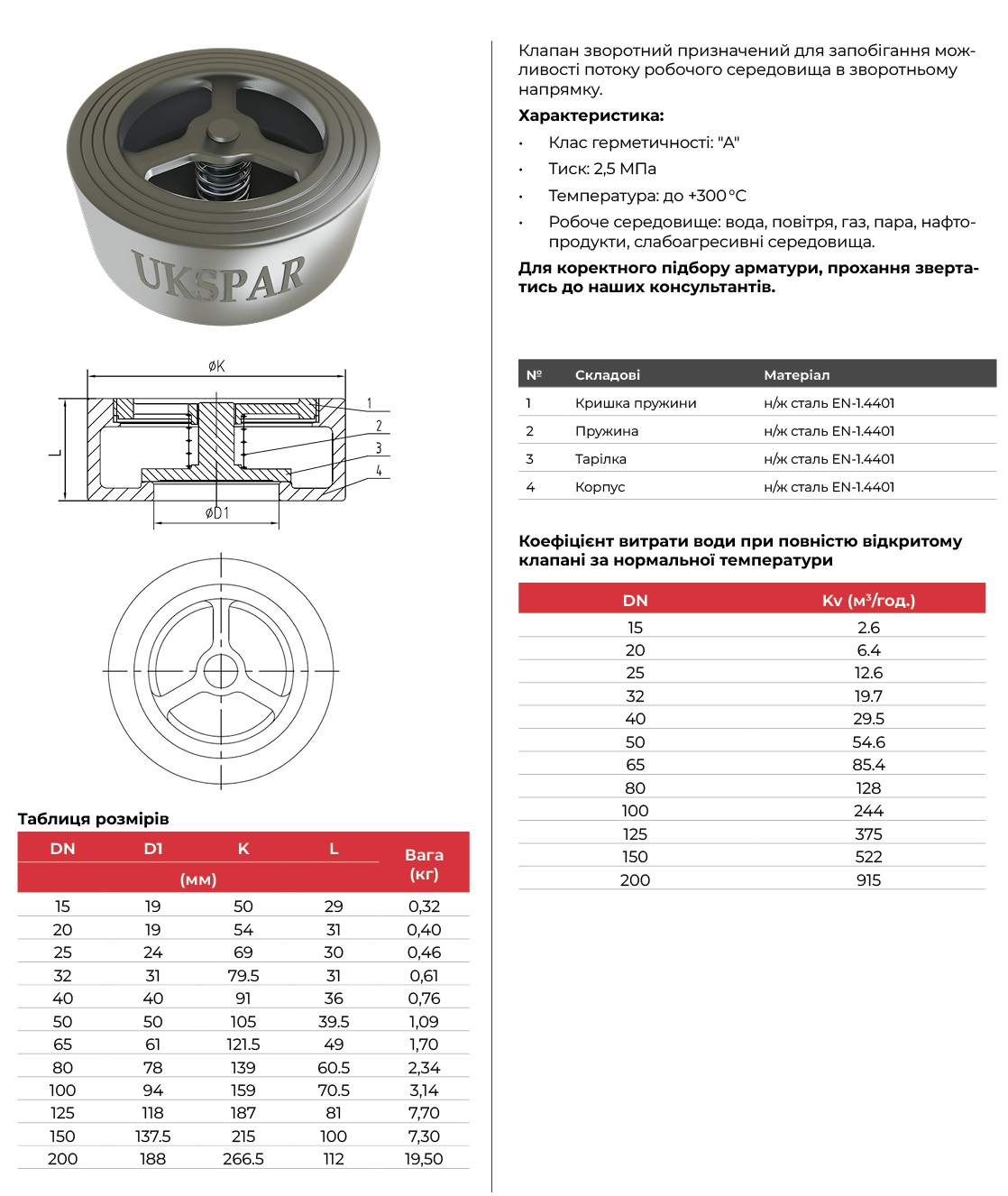Spring-loaded check valve, stainless steel, flanged, disc made of stainless steel 316, PN25 - photo 20