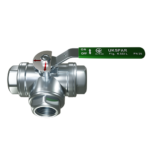 Кран кульовий триходовий муфтовий нержавіючий, тип L, куля-нж сталь 304, PTFE, PN25